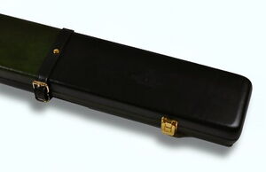 Lederkoffer Schwarz Grün für 3/4-geteilte Queues nah