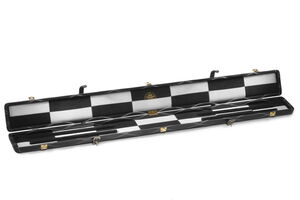 Lederkoffer Schwarz mit weißen Nähten offen