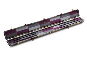 Flickwerk Lederkoffer Burgundy Grau für 3/4-geteilte Queues offen